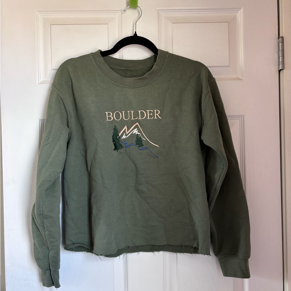 Boulder Green Crewneck Sweater
